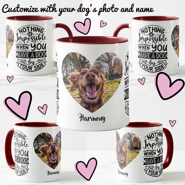Mug Chien à vos côtés nom personnalisé photo (custom photo mug dog name)