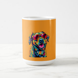 Mug Chien Abstrait Coloré avec Lunettes de Soleil
