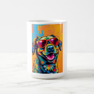 Mug Chien Abstrait Coloré avec Lunettes de Soleil