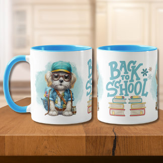 Mug Chien adorable de rentrée scolaire portant un cart