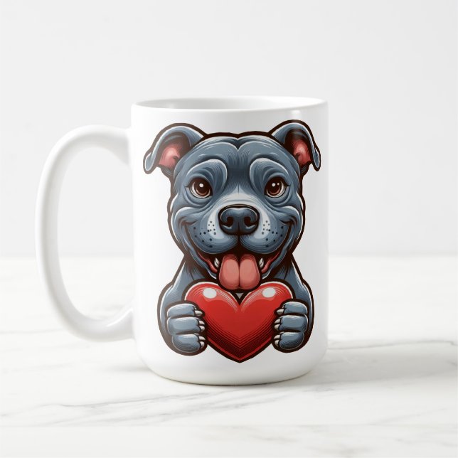 Mug Chien adorable embrassant un cœur avec une express (Gauche)