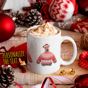 Mug Chien Airedale portant un pull moche Noël amateur 