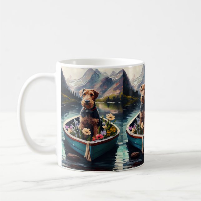 Mug Chien Airedale sur une pagaie : Une aventure panor (Gauche)
