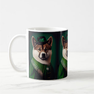 Mug Chien akita en tenue de la Saint Patrick's Day