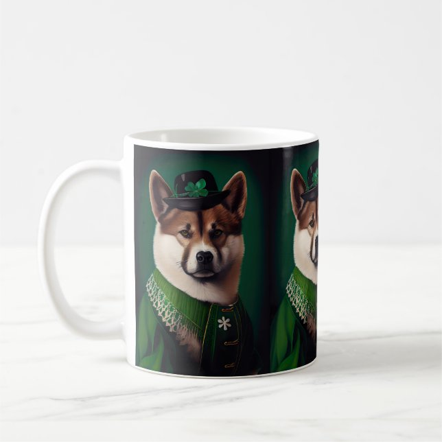 Mug Chien akita en tenue de la Saint Patrick's Day (Gauche)