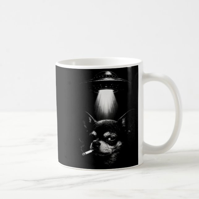 Mug Chien Alien Fumant Un Cigarette Ufo Tee Drôle Chih (Droite)