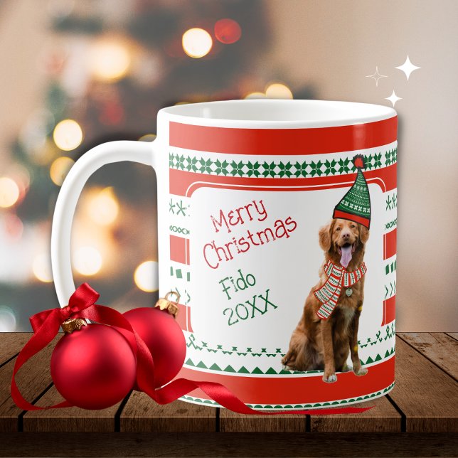 Mug Chien amusant avec Casquette elfe et Écarf rouge v (Créateur téléchargé)