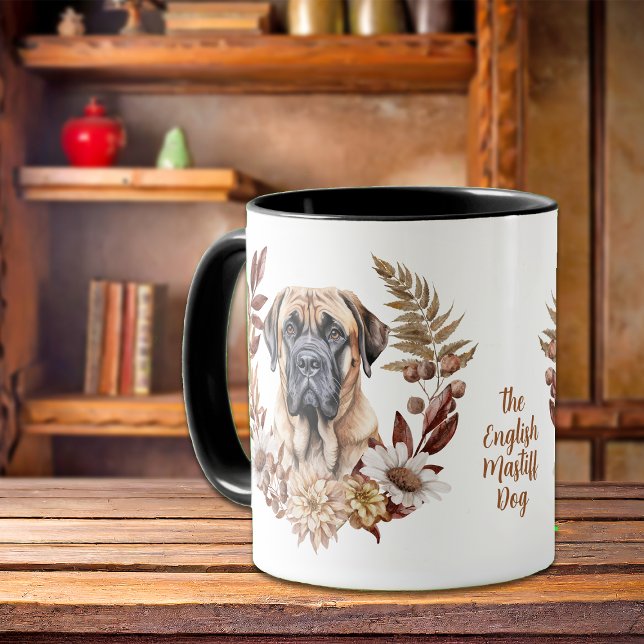 Mug Chien anglais Mastiff Automne Wreath (Créateur téléchargé)