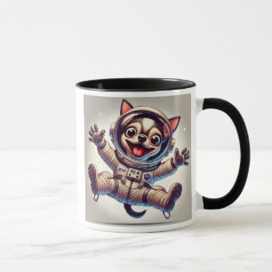 Mug Chien astronaute en mission spatiale.
