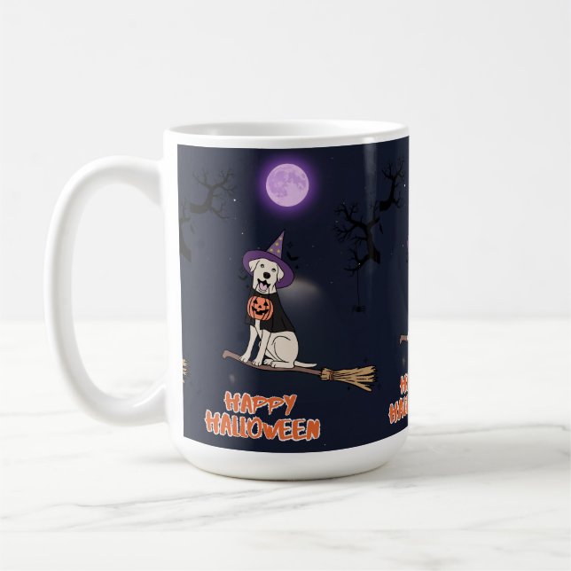 Mug Chien au Clair de Lune – Chien d'Halloween au Chap (Gauche)