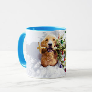 Mug Chien avec arbre en neige