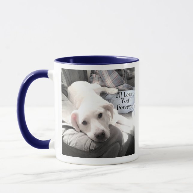 Mug Chien avec papa Valentine's Day Bleu pour toujours (Gauche)