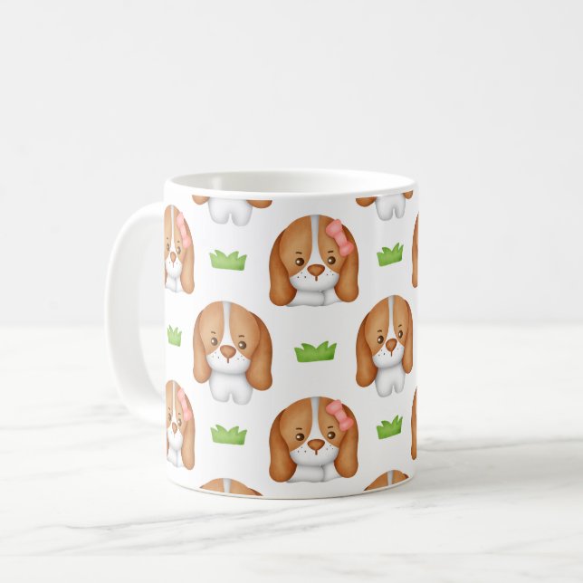 Mug Chien Beagle à l'aquarelle mignon  (Devant gauche)