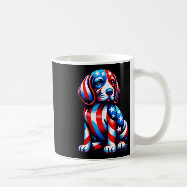 Mug Chien Beagle mignon Usa Drapeau Femmes Hommes Amou (Droite)