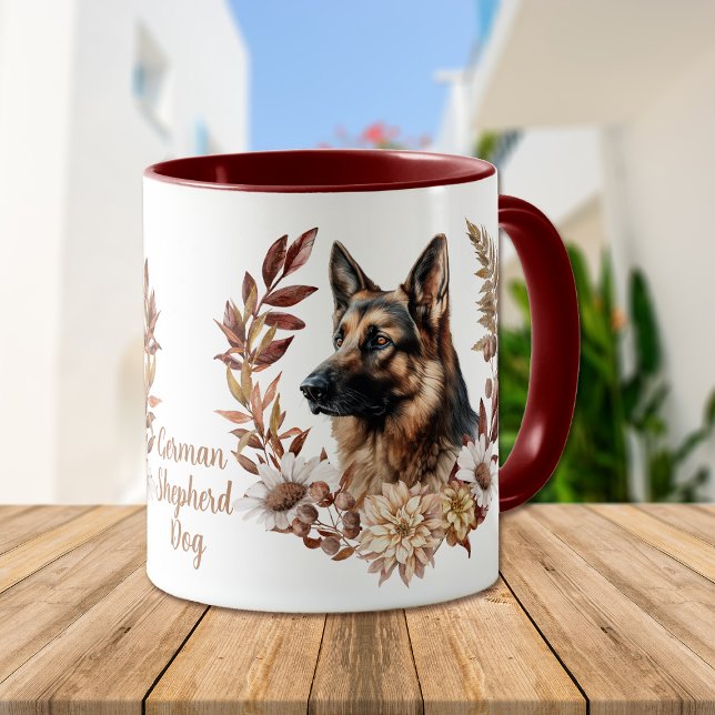 Mug Chien berger allemand couronne d'automne (Créateur téléchargé)