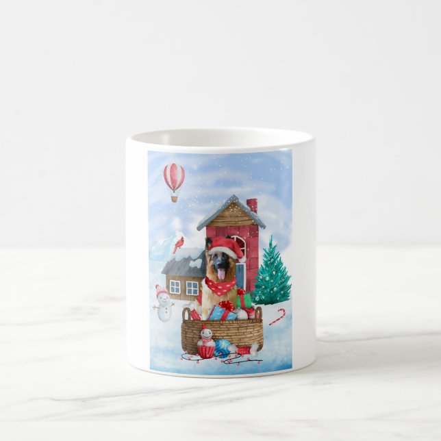 Mug Chien berger allemand dans la neige Maison de chie (Centre)