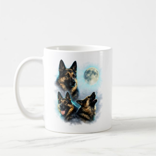 Mug Chien Berger Allemand Hurlement à la Lune (Gauche)