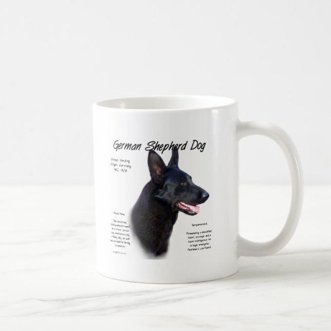Mug Chien berger allemand (noir) Conception de l'histo (Droite)