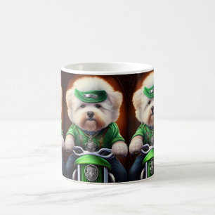 Mug Chien Bichon Frisé conduisant un vélo pour la Sain