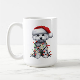 Mug Chien Bichon Frise Enveloppé Dans Une Guirlande de