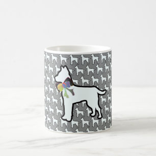 Mug Chien Blanc Avec Arc Gris  