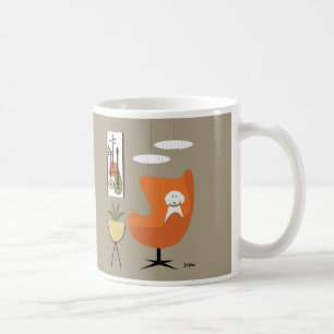 Mug Chien blanc du milieu du siècle en chaise d'oeuf o