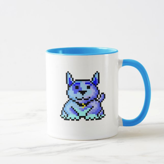 Mug Chien bleu frais de pixel (Droite)