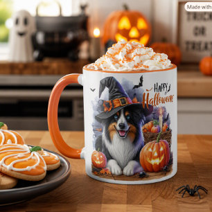 Mug Chien Border Collie Sorcière d'Halloween