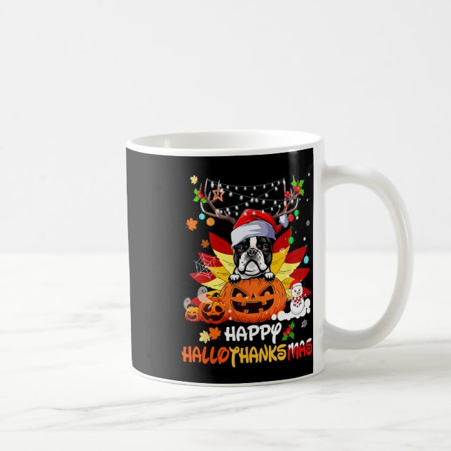 Mug Chien Boston Terrier Halloween Et Joyeux Noël  (Droite)