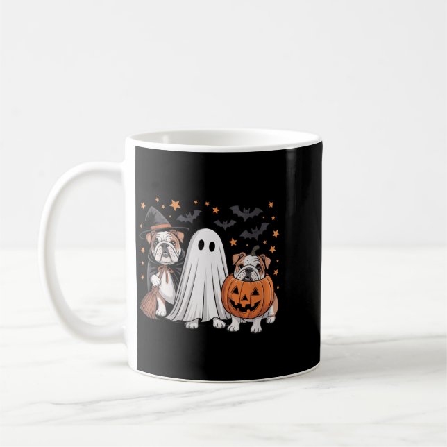 Mug Chien Bouledogue Anglais Sorcière Fantôme Citrouil (Gauche)