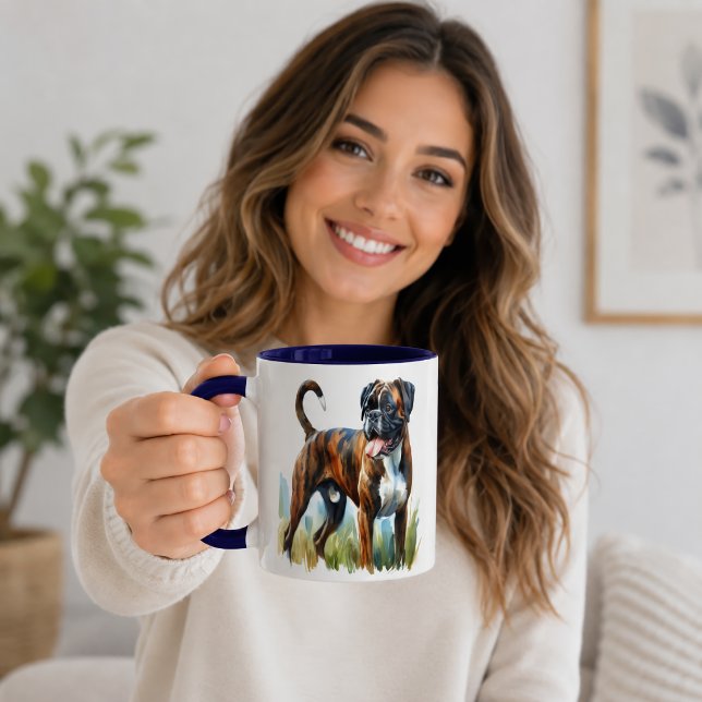 Mug Chien Boxer Bringé Aquarelle  (Créateur téléchargé)