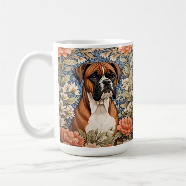 Mug Chien Boxer Élégant Inspiré de William Morris  (Gauche)