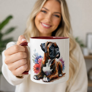 Mug Chien Boxer en Fleur