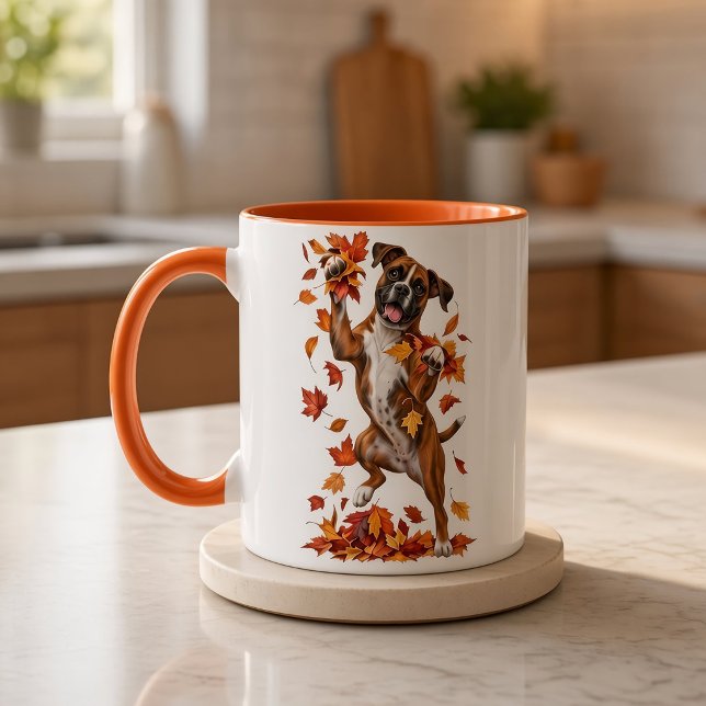 Mug Chien Boxer Feuilles d'Automne (Créateur téléchargé)
