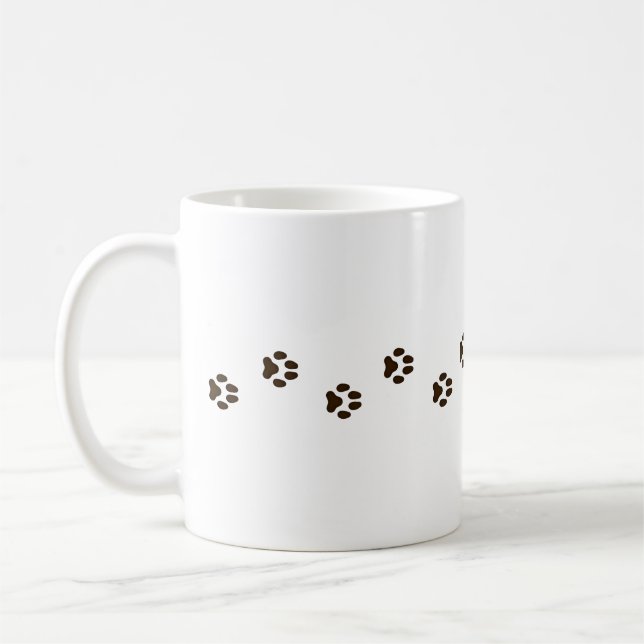 Mug Chien Brown foncé Empreintes de pattes Canine Trac (Gauche)
