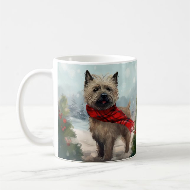 Mug Chien Cairn Terrier dans la neige de Noël (Gauche)