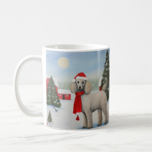 Mug Chien Caniche dans Noël enneigé (Gauche)