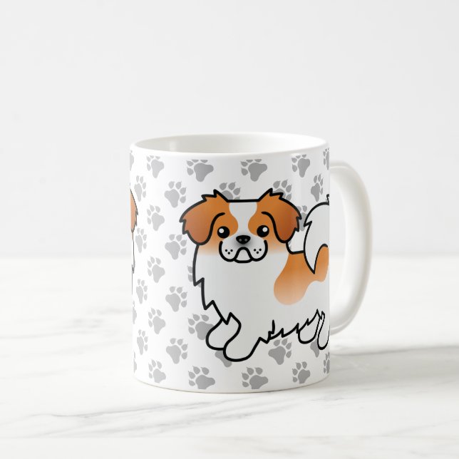 Mug Chien caricatural tibétain rouge Parti couleur (Devant droit)