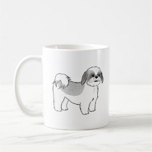 Mug Chien caricature gris mou et blanc chiite Tzu