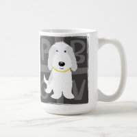 Chien caricature mignon gris et blanc PBGV