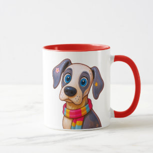 Mug Chien Cartoon Écharpe Colorée