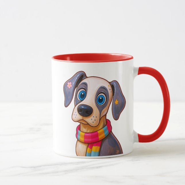 Mug Chien Cartoon Écharpe Colorée (Droite)