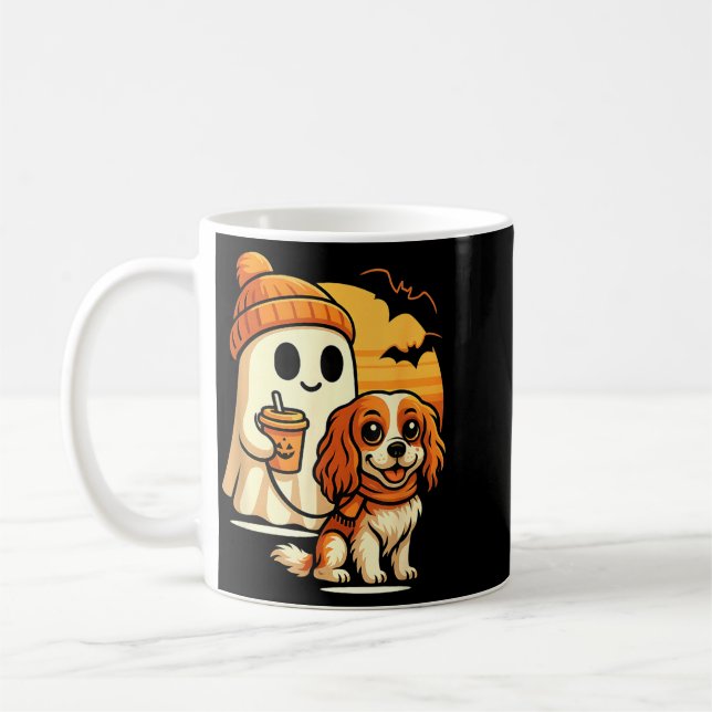Mug Chien Cavalier King Charles fantôme drôle qui marc (Gauche)