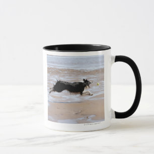 Mug Chien chassant une boule à la plage