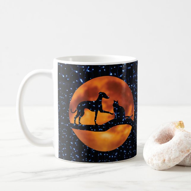 Mug Chien, Chat, Lune (Avec donut)