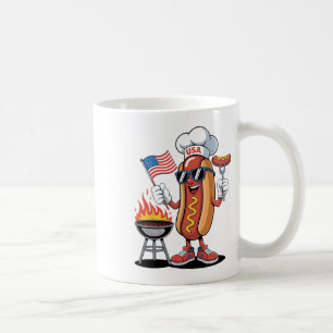 Mug Chien Chaud 4 Juillet Drôle Patriotique BBQ Chien