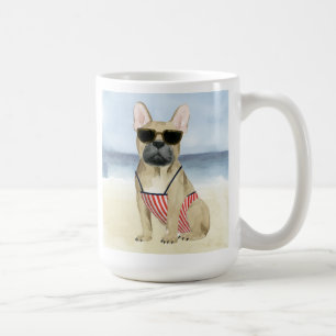 Mug Chien chaud   Chiot En Lunettes De Soleil À La Pla