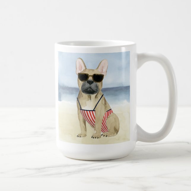 Mug Chien chaud | Chiot En Lunettes De Soleil À La Pla (Droite)