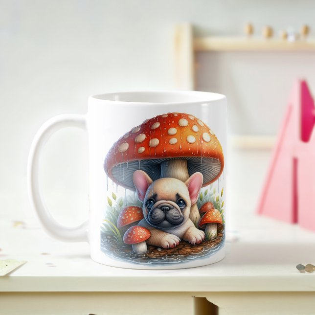Mug Chien-chien français sous parapluie de champignons (Créateur téléchargé)