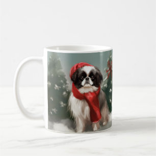 Mug Chien chinois japonais à Noël de neige